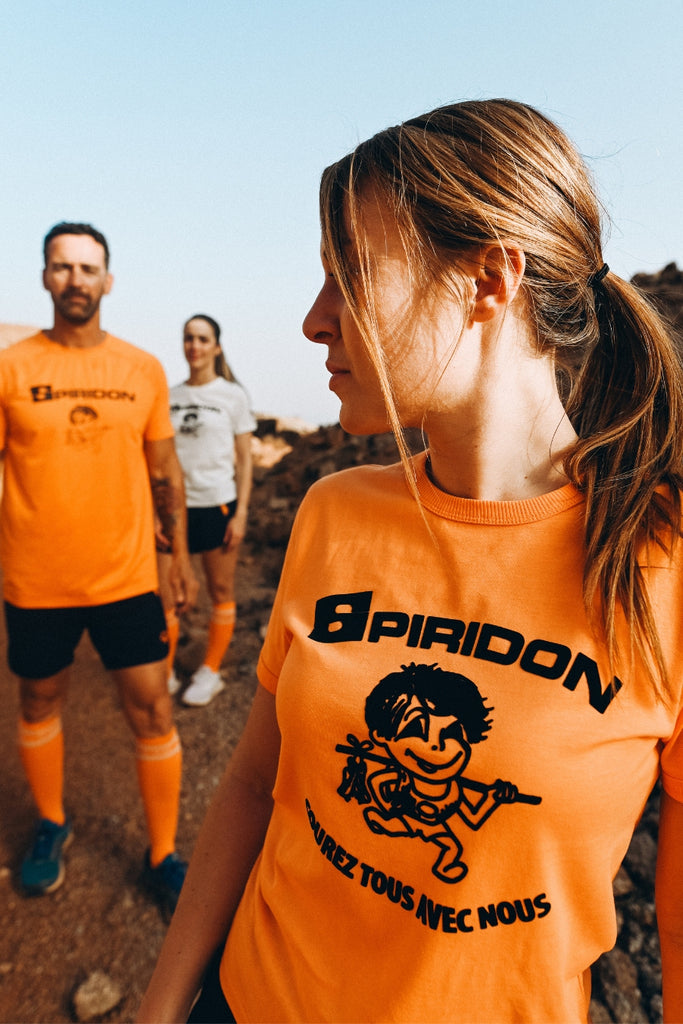 Spiridon_running_t_shirt_recycle_free_to_run_orange