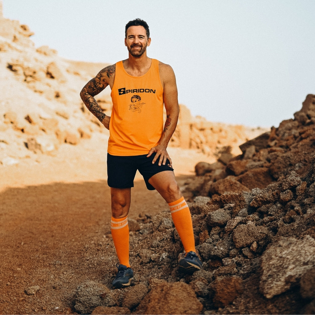 Spiridon débardeur orange free to run recyclé running marathon