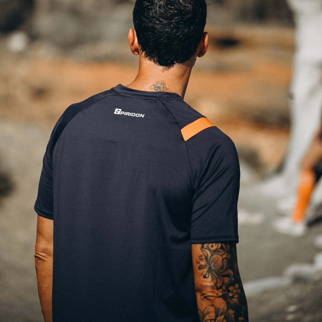 Spiridon t-shirt Anthology Homme polyester recyclé Free to run running navy orange homme