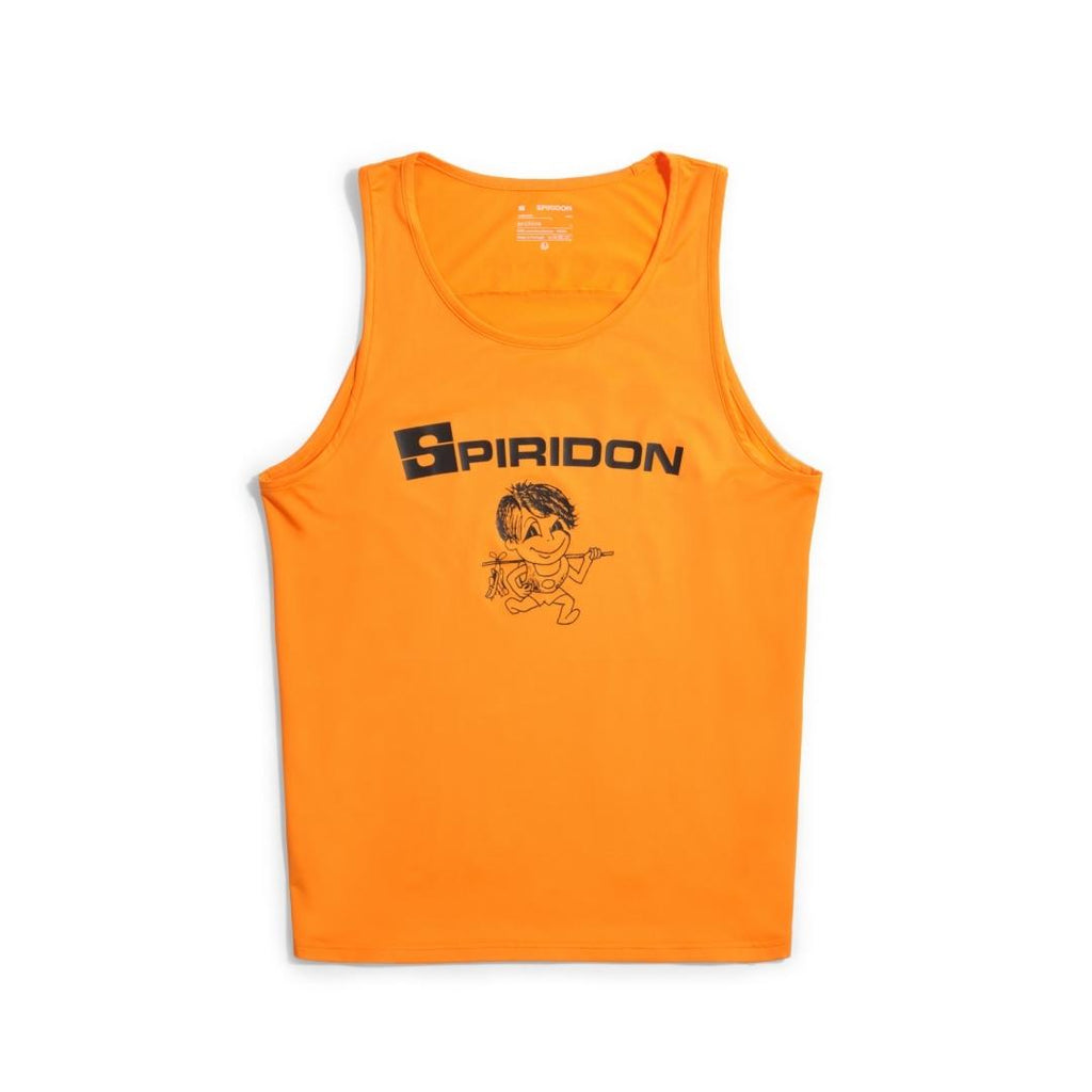 Spiridon débardeur orange free to run vintage running trail marathon fibres recyclées