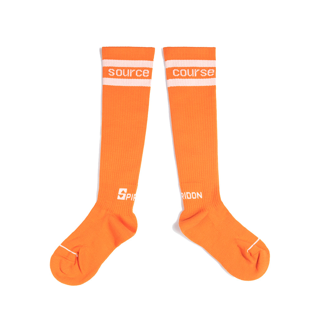 Spiridon chaussettes hautes de compression orange running unisexe free to run marathonien marathonienne