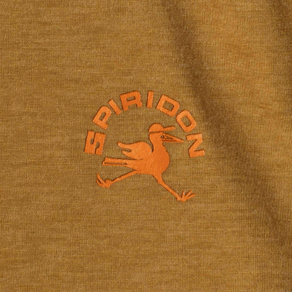 Spiridon T-shirt technique running manches longues tencel et laine mérinos Free to Run orange homme marathon trail