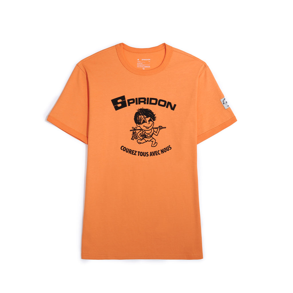 Spiridon T-shirt Spirit Homme historique orange teintures minérales, coton biologique vintage durable free to run